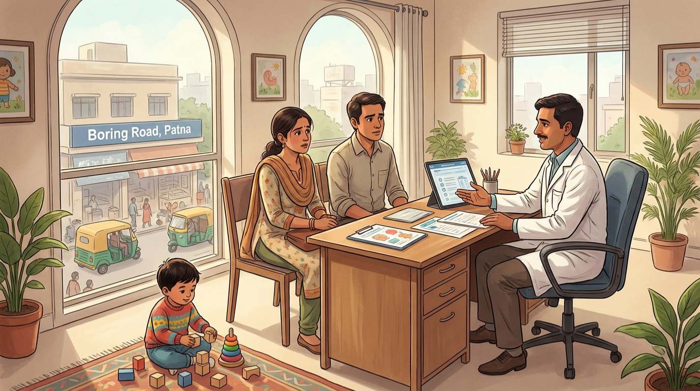 Autism diagnosis action plan infographic for families in Patna - step-by-step guide from consultation to treatment